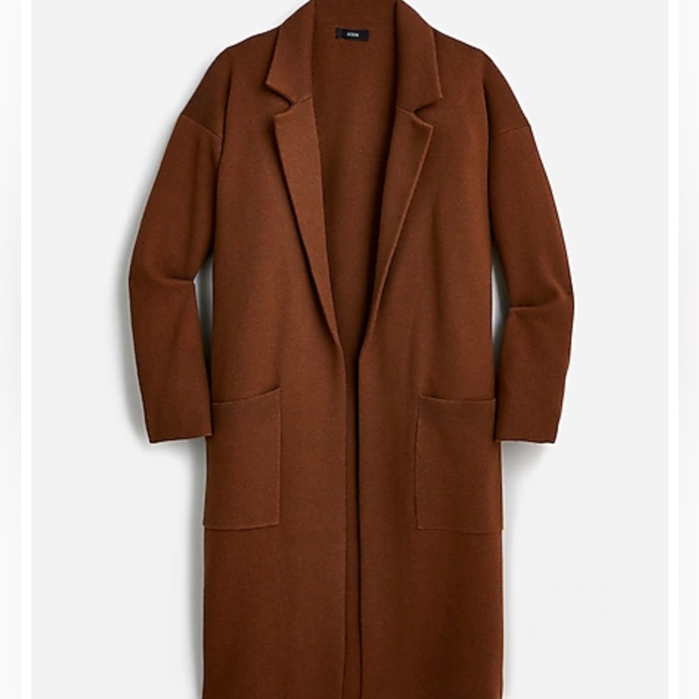 J Crew Ella Open Front Long Sweater Blazer - Walnut